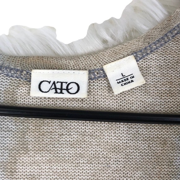 Cato Women’s Open Front Longline Cardigan Sweater Western Gray Beige Ombre  L - Picture 6 of 9